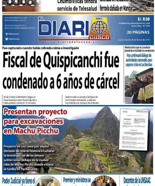 03/23/2019 – Bill authorizing works of excavation in Machu Picchu