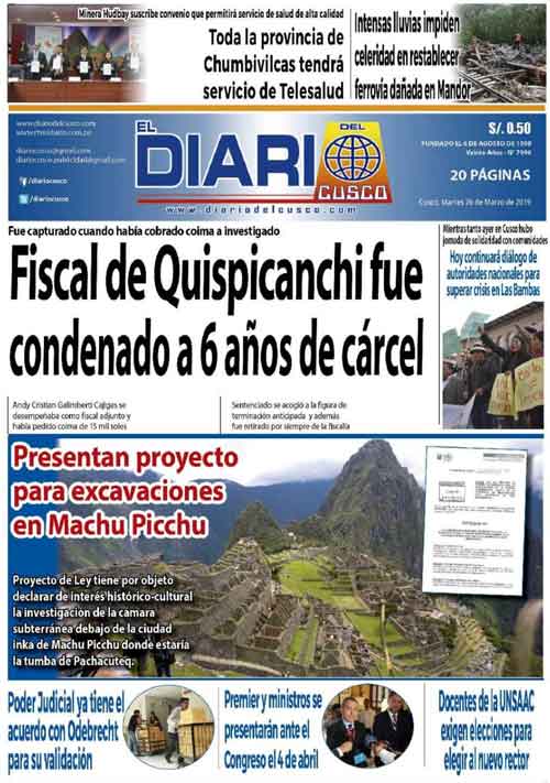 26/03/2019 – Proyecto de ley que autorizaría trabajos de excavación en Machu Picchu