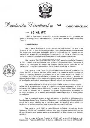 Approbation du projet de résonance