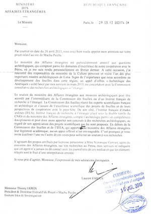 Lettre de Laurent Fabius