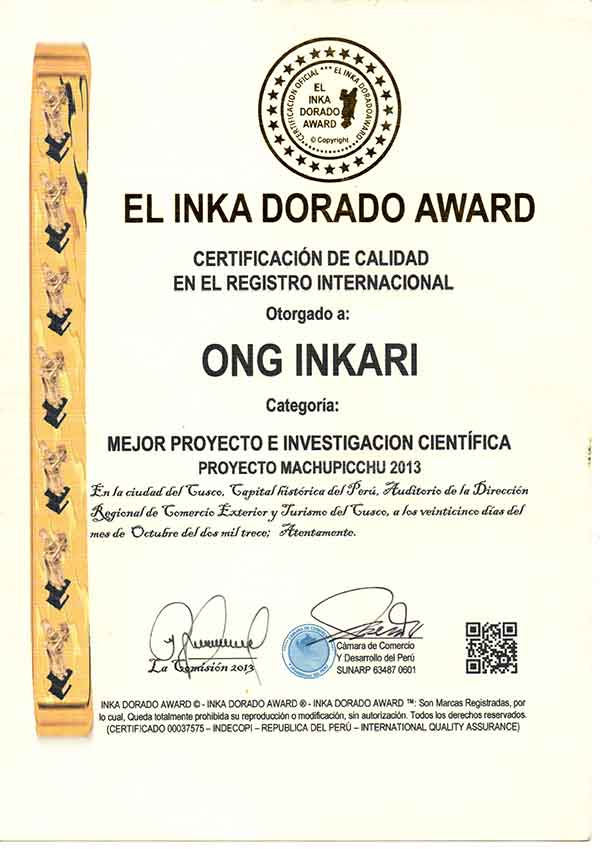 El Inka Dorado award