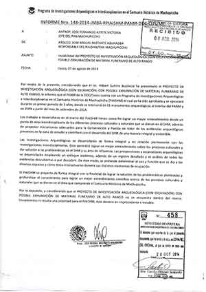 Premier rapport déclarant le projet non viable